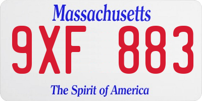 MA license plate 9XF883