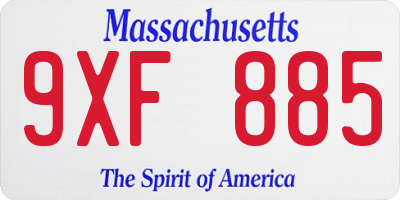 MA license plate 9XF885