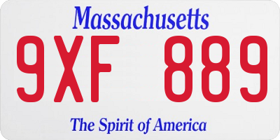 MA license plate 9XF889