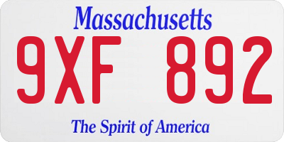 MA license plate 9XF892