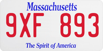 MA license plate 9XF893