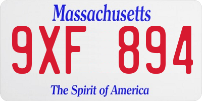 MA license plate 9XF894