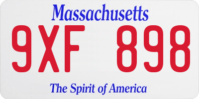 MA license plate 9XF898