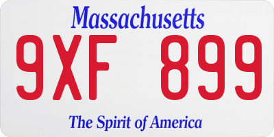 MA license plate 9XF899