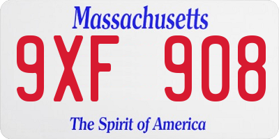 MA license plate 9XF908