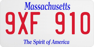 MA license plate 9XF910