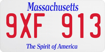 MA license plate 9XF913