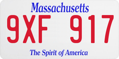 MA license plate 9XF917