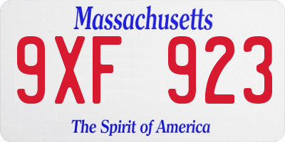 MA license plate 9XF923