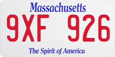 MA license plate 9XF926