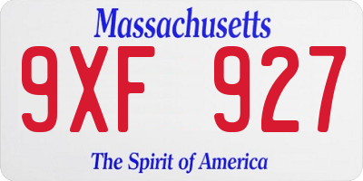 MA license plate 9XF927