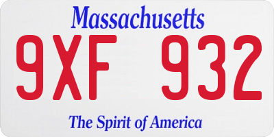 MA license plate 9XF932