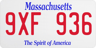 MA license plate 9XF936