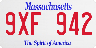 MA license plate 9XF942