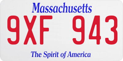 MA license plate 9XF943