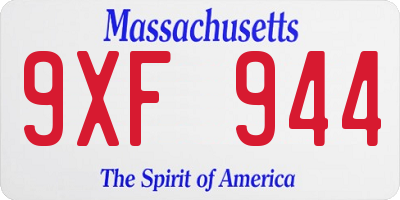 MA license plate 9XF944