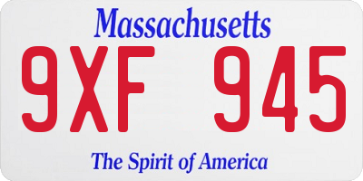 MA license plate 9XF945