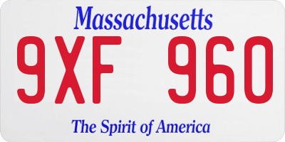 MA license plate 9XF960