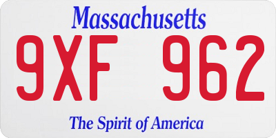 MA license plate 9XF962