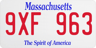 MA license plate 9XF963