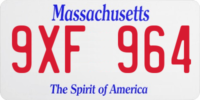 MA license plate 9XF964
