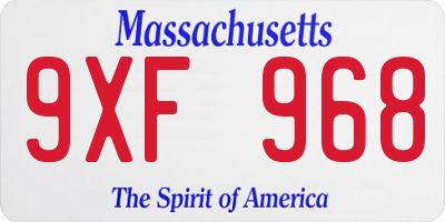 MA license plate 9XF968