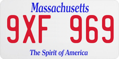 MA license plate 9XF969