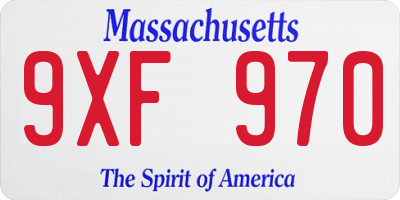 MA license plate 9XF970