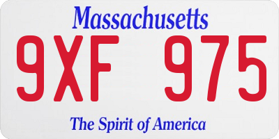 MA license plate 9XF975