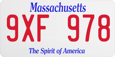 MA license plate 9XF978
