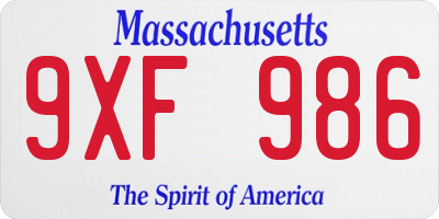 MA license plate 9XF986
