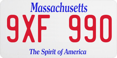 MA license plate 9XF990
