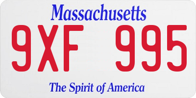 MA license plate 9XF995