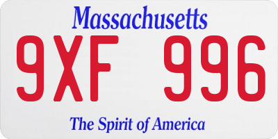 MA license plate 9XF996