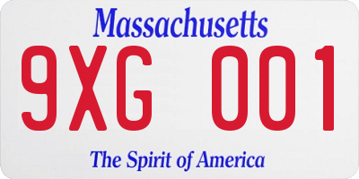 MA license plate 9XG001