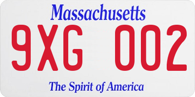 MA license plate 9XG002
