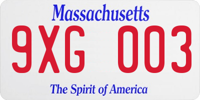 MA license plate 9XG003
