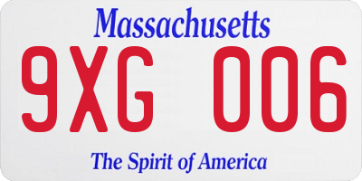 MA license plate 9XG006