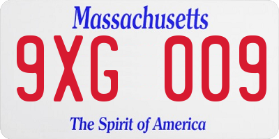MA license plate 9XG009