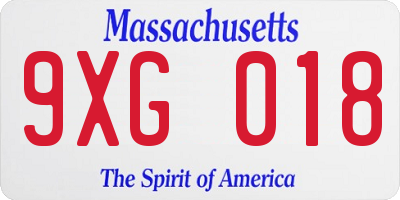 MA license plate 9XG018