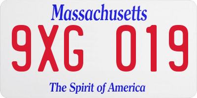 MA license plate 9XG019