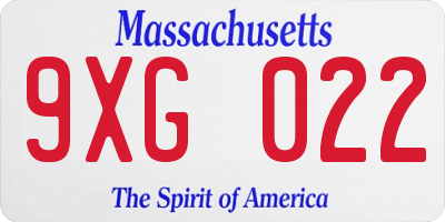 MA license plate 9XG022