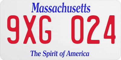 MA license plate 9XG024