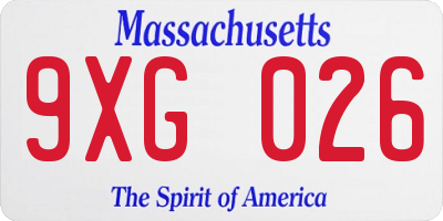 MA license plate 9XG026