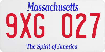 MA license plate 9XG027
