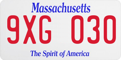 MA license plate 9XG030