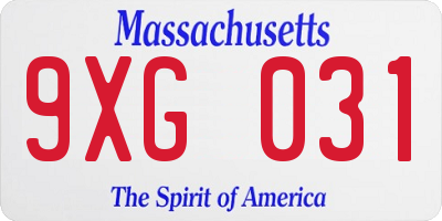 MA license plate 9XG031