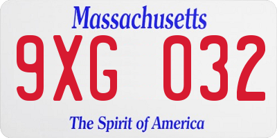 MA license plate 9XG032