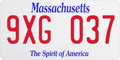MA license plate 9XG037