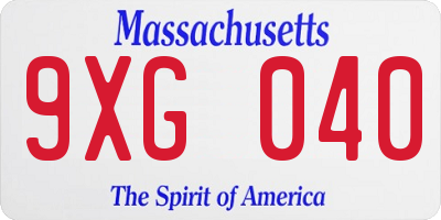 MA license plate 9XG040